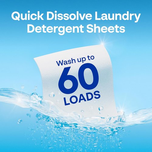 Earth Breeze Laundry Detergent Sheets - Fresh Scent, Eco-Friendly & Travel-Friendly | 60 Loads, 30 Ct