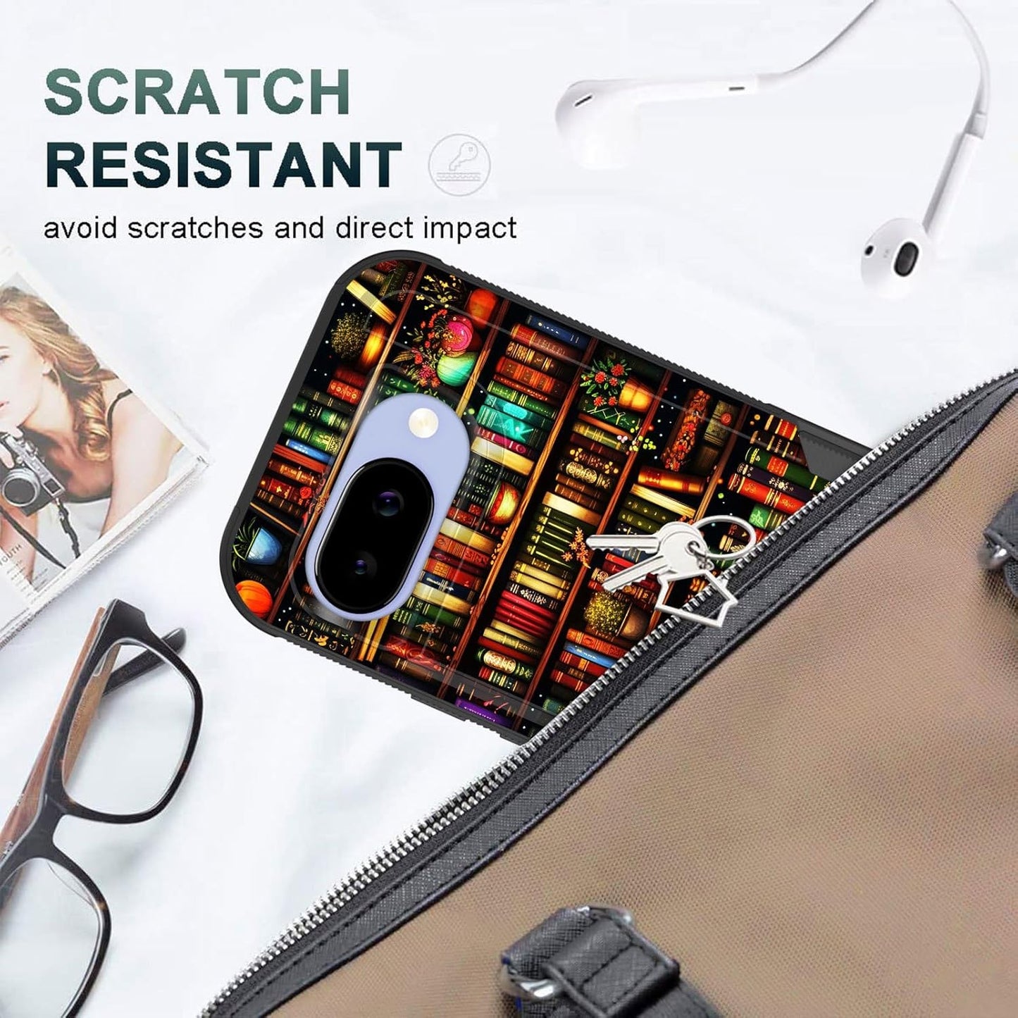 CICPLKSE 9a 9a 6.3 inch 2025,Library for Pixel Case,Dual Layer Heavy Duty Hybrid Shockproof Hard PC Soft Silicone TPU