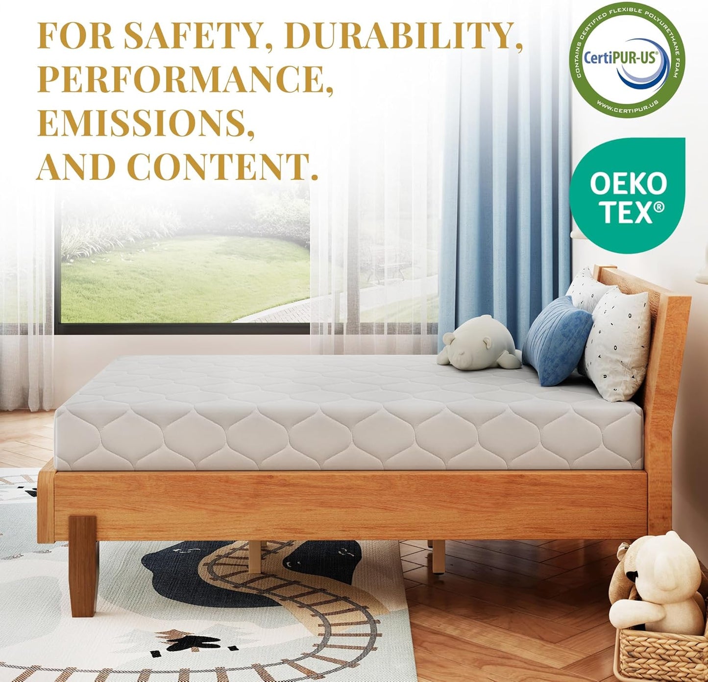 Skiennix 6-Inch Twin Size Memory Foam Mattress - Medium Firm Support, Pressure Relief, CertiPUR-US Certified