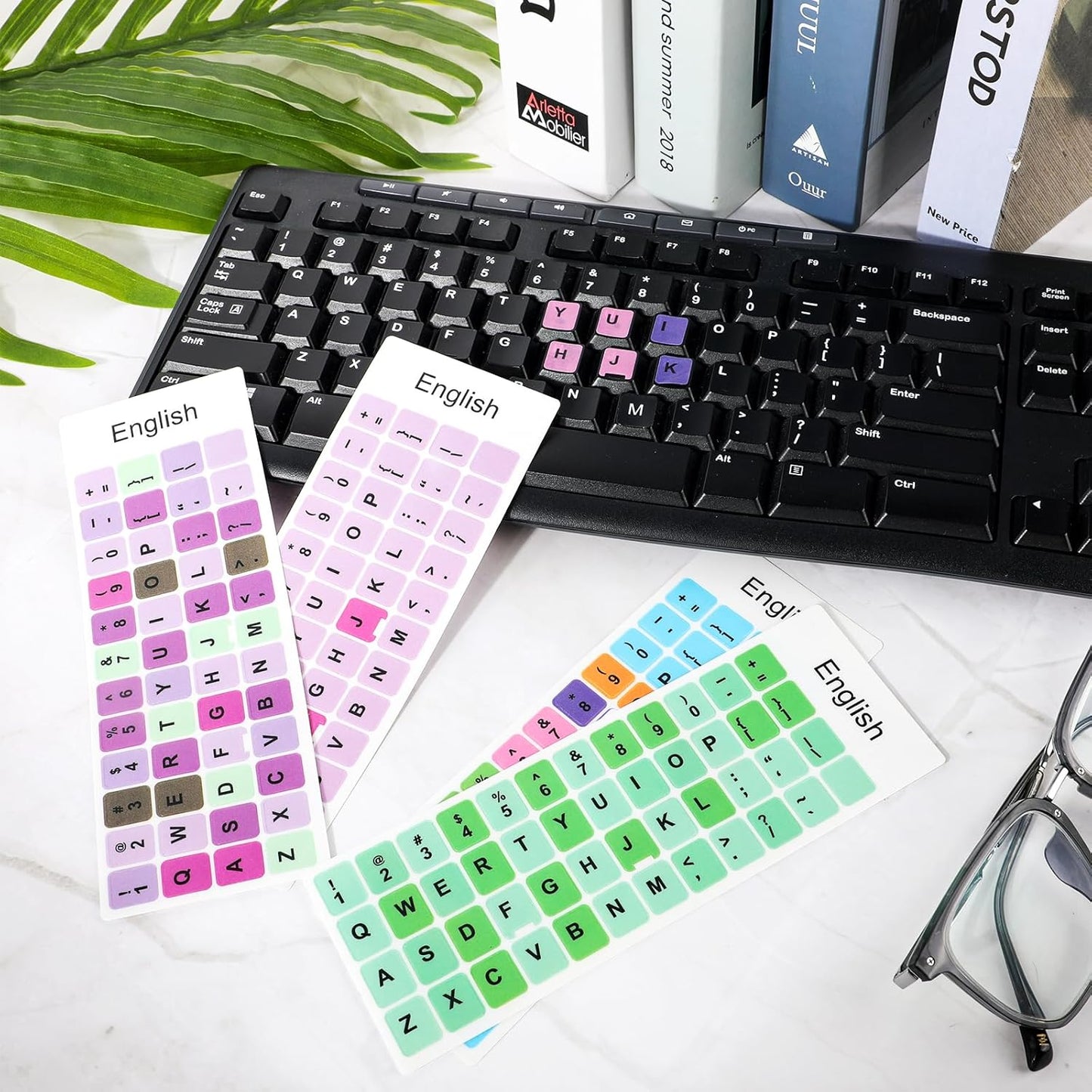 Mozeat Lens 4PCS English Keyboard Replacement Letter Stickers Universal Keyboard Sticker Matte English Keyboard