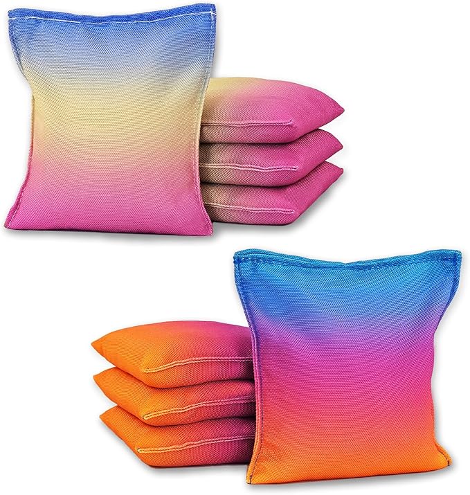 Weather Resistant Cornhole Bags, Gradient Corn Hole Bags Set of 8, Cornhole Bean Bags, Modified Size Cornhole Bags for Tossing Game, Includes Tote Bag