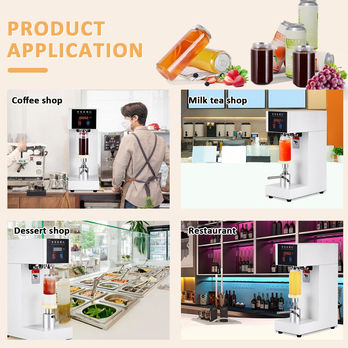 JIAWANSHUN 180W Commercial Soda Can Sealer with LCD Counter, 4.5"-6.7" Height Adjustable Seaming Machine for Soda/Aluminum/Tin Cans, 2.2" Diameter Plastic Can Sealer