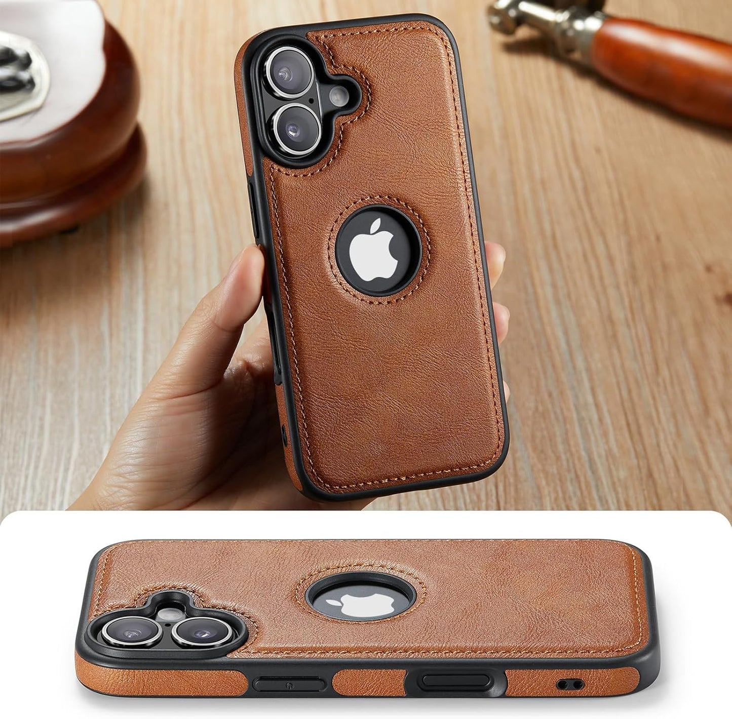 C Casus 17, 6.3 (2025) Casus Magnetic Leather Case for iPhone MagSafe Compatible, Business Classic Style, Shockproof