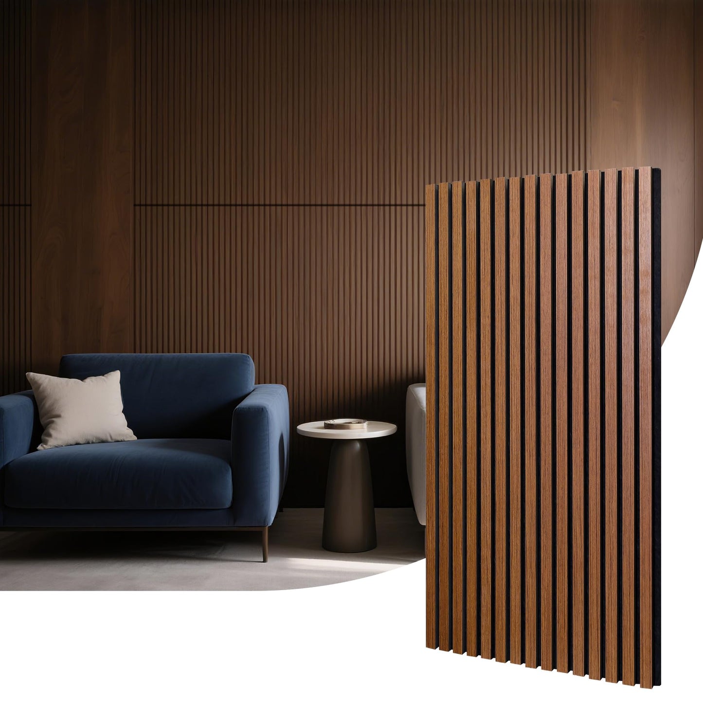 4-Piece Wood Slat Panels for Wall,47.2" x 23.6" Wood Panels Acoustic Panel Soundproof Wooden Paneling for Interior Wall Decor(Teak)