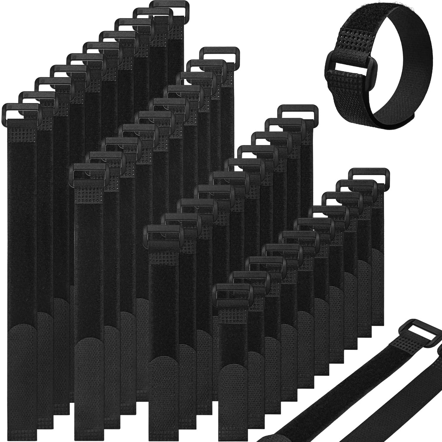 40pcs Reusable Cable Ties - 4 Sizes (6/8/10/12 Inch) - Hook and Loop Cinch Straps for Wire Management - Heavy Duty Cord Organizer & Wire Ties for Electronics, PC, Home & Office