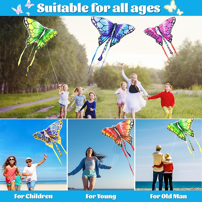 Easy to Fly Kites for Kids & Adults, Butterfly Kites with String & Hand for Beach,Outdoor Toys Birthday Gifts for Boys Girls Ages 4 5 6 7 8-12 Years Old