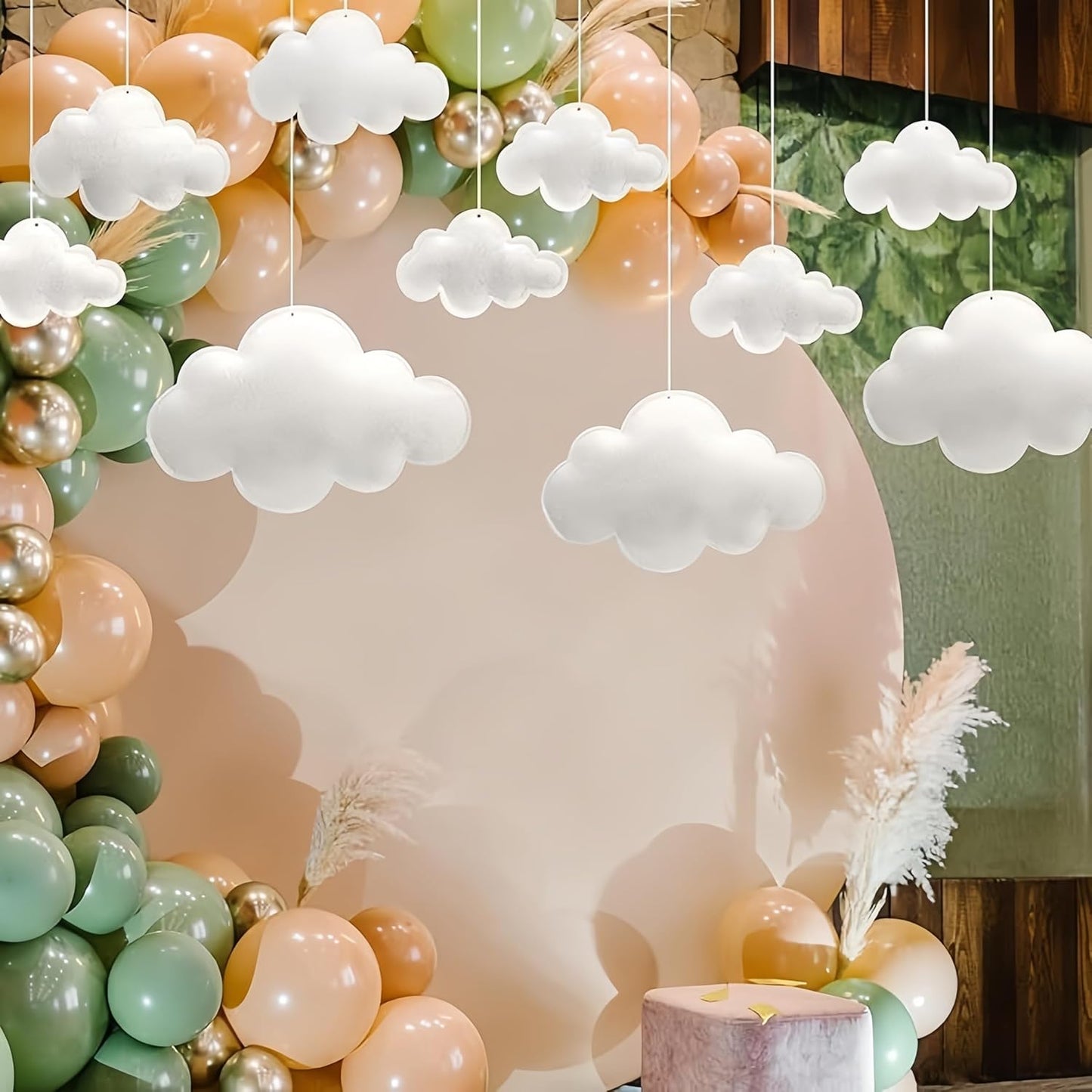 Skiennix 3D Cloud Decorations - Hanging White Felt Clouds for Nursery & Party Decor | 10-Piece Set