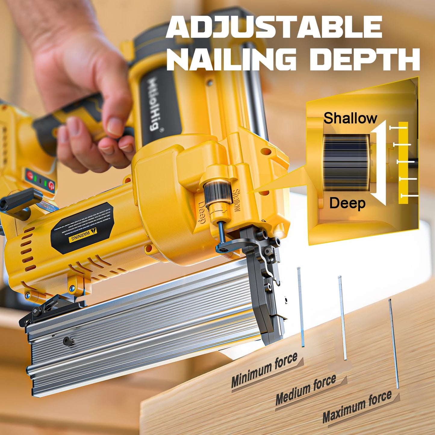 Cordless 2" Brad Nailer Compatible with Dewalt 20V Battery (No Battery), 2-in-1 Electric Nail Gun/Staple Gun, 18 Gauge Nail Gun Battery Powered with 1000 Nails for Wood Carpentry, 7.2LB