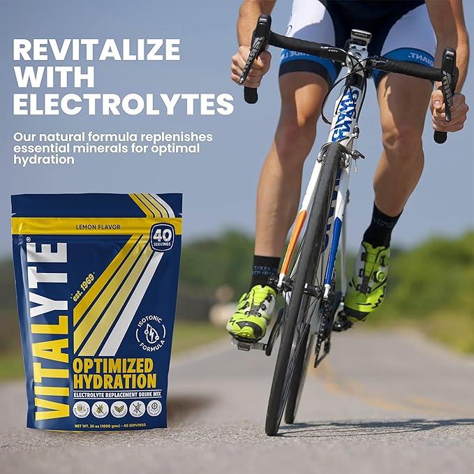 Vitalyte Electrolyte Powder Drink Mix, Isotonic Electrolyte Hydration Mix, Case Pack (6 Pack, Lemon)