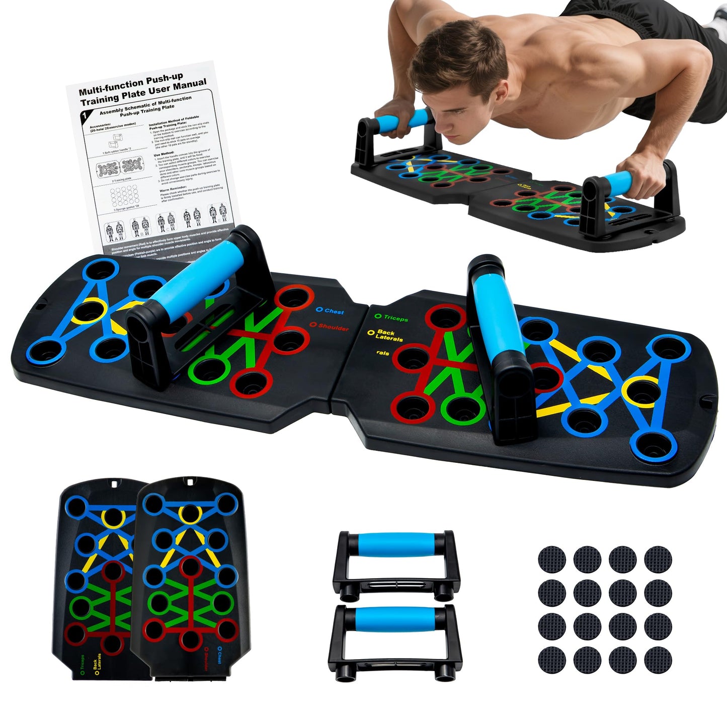Tongdayi Push Up Board, Portable Dismountable 17 in 1 Push Up Bar at Home Gym, Professional Muscle Training Equipment is Available for Men and Women, The Ideal Gift for Fitness Enthusiasts, Pushup Board Set