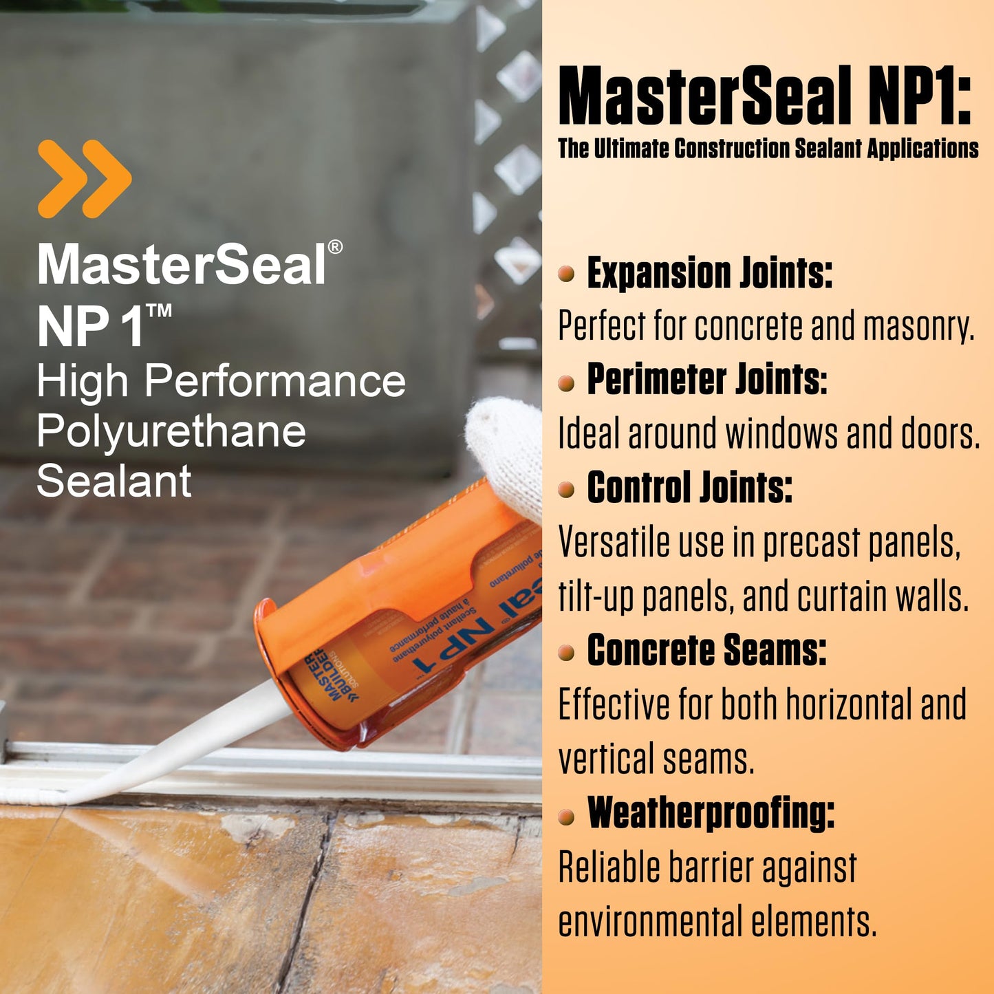 MasterSeal NP1 White 10.1oz Polyurethane Sealant- Pack of 12 with AWF PRO Gloves. One Component, Flexible, Non Sag, Elastomeric Acoustic Sealant