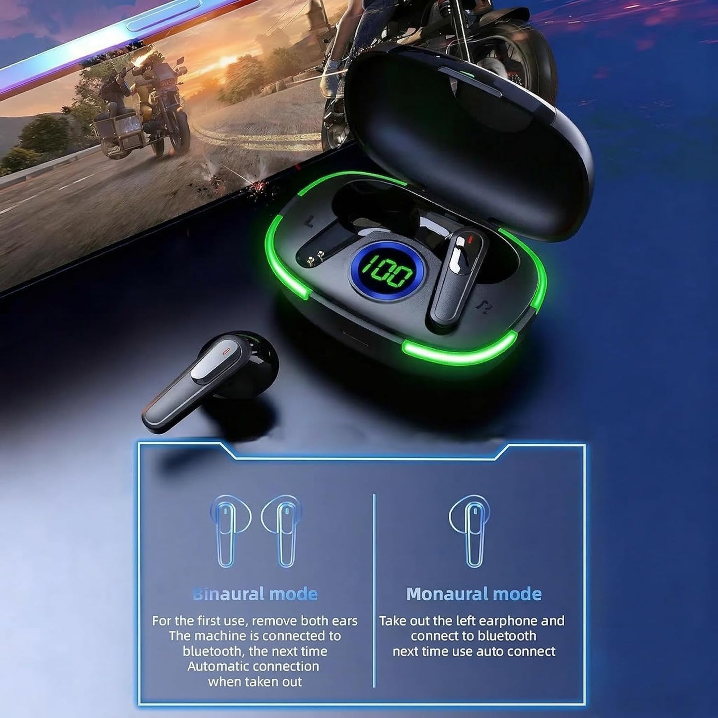 BSWLMDD 5.3, 20-Hour Wireless Bluetooth Earbuds, Bluetooth Battery Life, Hi-Fi Stereo Sound, LED Digital Display