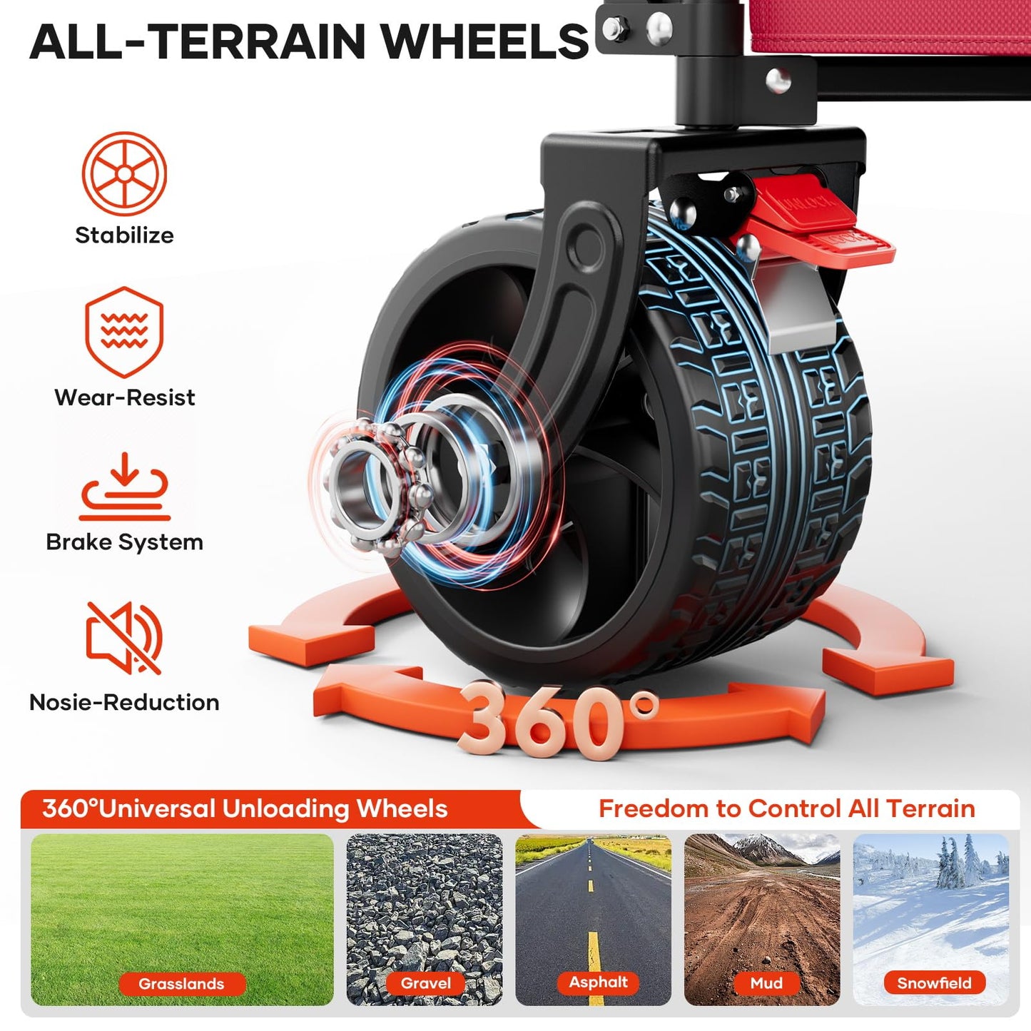 49" L Collapsible Extended Wagon with 500lbs Weight Capacity,300L Heavy Duty Sports Wagon,Big All-Terrian Wheels with Cup Holders,Cart for Sports,Grocery,Shopping,(Rosepink)