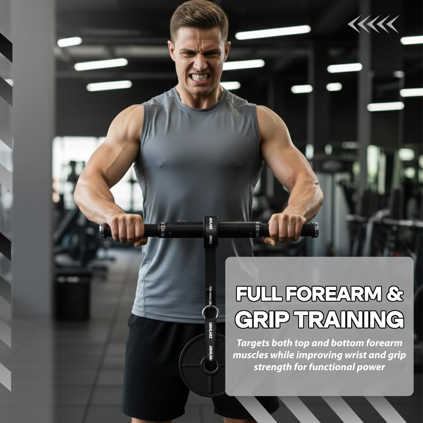 ArmLabz Forearm Roller 3.0 Premium Wrist Roller and Forearm Strengthener, Grip Strength Trainer and Hand Exerciser, Quick Reset, One Arm Use, Metal Core, Heavy-Duty Strap