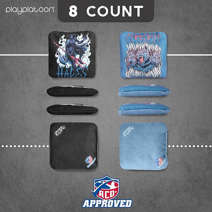 Play Platoon Cornhole Bags Set of 8 Regulation Professional Corn Hole Bean Bags ACO Approved, Competition Weight, Slick and Stick