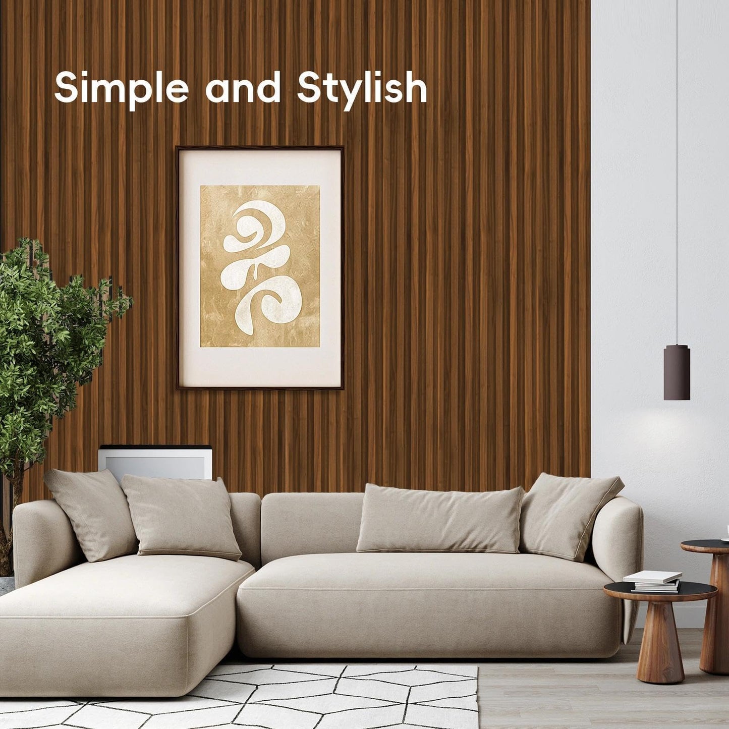 RITOLLO 18Pack WPC Wainscoting Panels, 48.2 x 6.2 Inches 3D Accent Slat Wall Panels for Interior Wall Decor, Fluted Wood Paneling for Living Room, TV Background, Office, Bedroom (Teak)