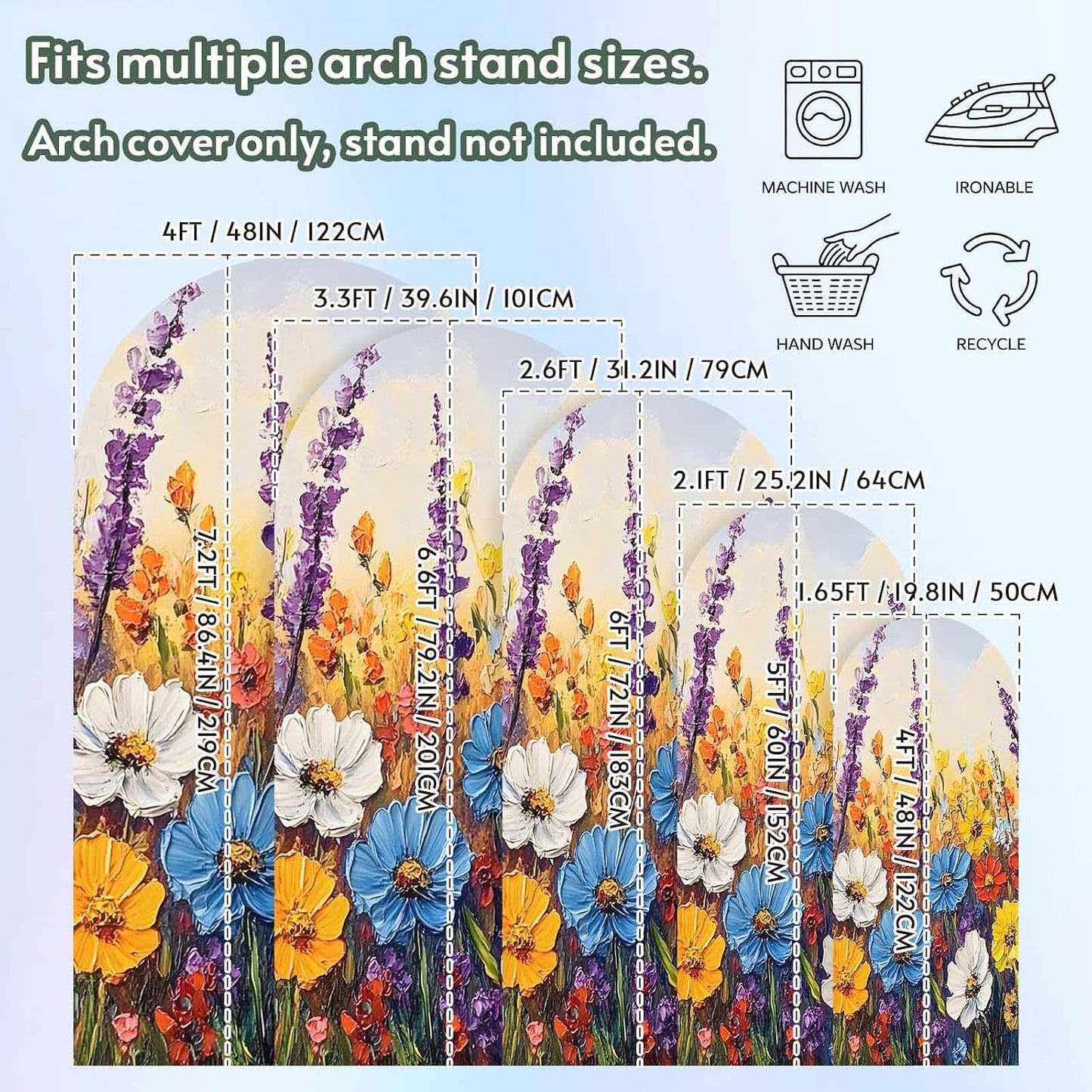 Jnbasdffb 7.2 Vintage Flowers Wedding Arch Cover,Stretchy Spandex Arch Backdrop Stand Covers FT,Abstract Oil Painted