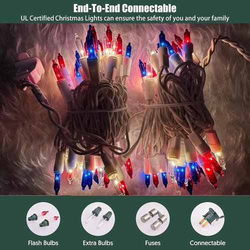 HISHINY Mini String Lights - 100 Count Red, White & Blue Patriotic Decorations | 21 Feet for 4th of July & Holiday Celebrations