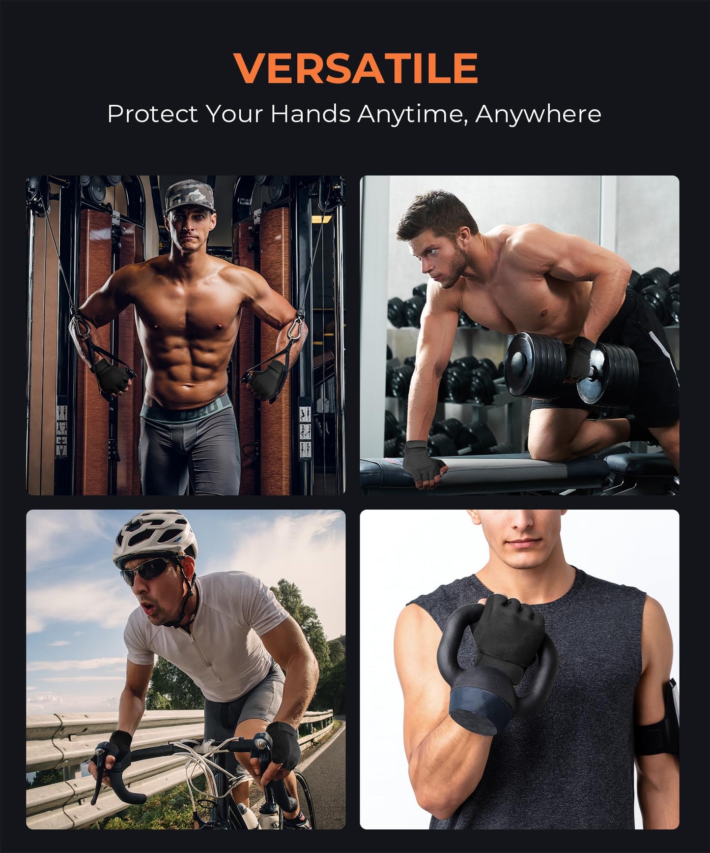 sunnex Gym Gloves for Men & Women - Breathable Weight Lifting Gloves with High-Grip Silicone Padding, Fingerless Workout Gloves for Cycling, Rowing, Pull Ups & Strength Training (Black, Small)