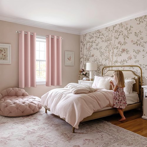 MIULEE Baby Pink Blackout Curtains - Thermal Insulated Room Darkening Drapes | 40 x 54 Inches, 2 Panels