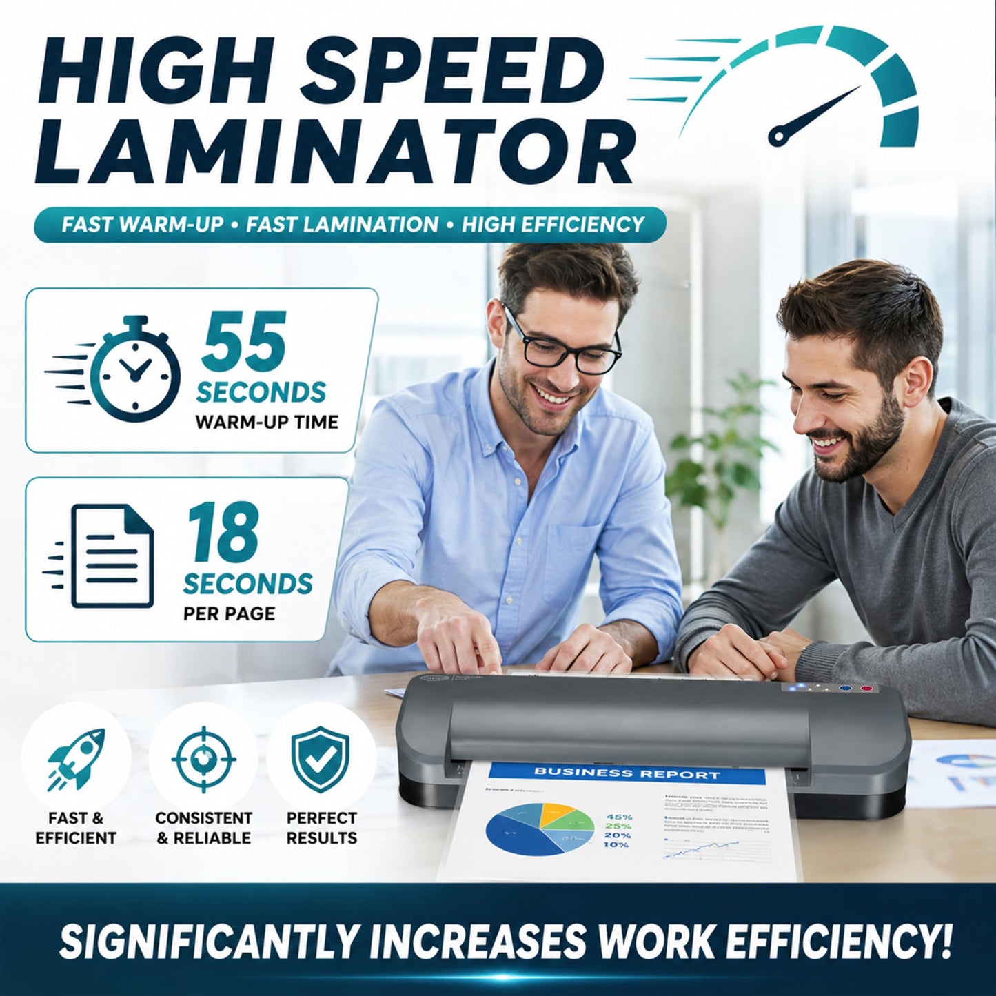 SINCHI 13-Inch Thermal Laminator & Foil Applicator, 3–10 Mil, 4-Roller, 55s Warm-Up, 18 seconds/page, Auto Shutoff, Commercial-Grade Laminating Machine with 10 Pouches for Office, School, Crafts & DIY