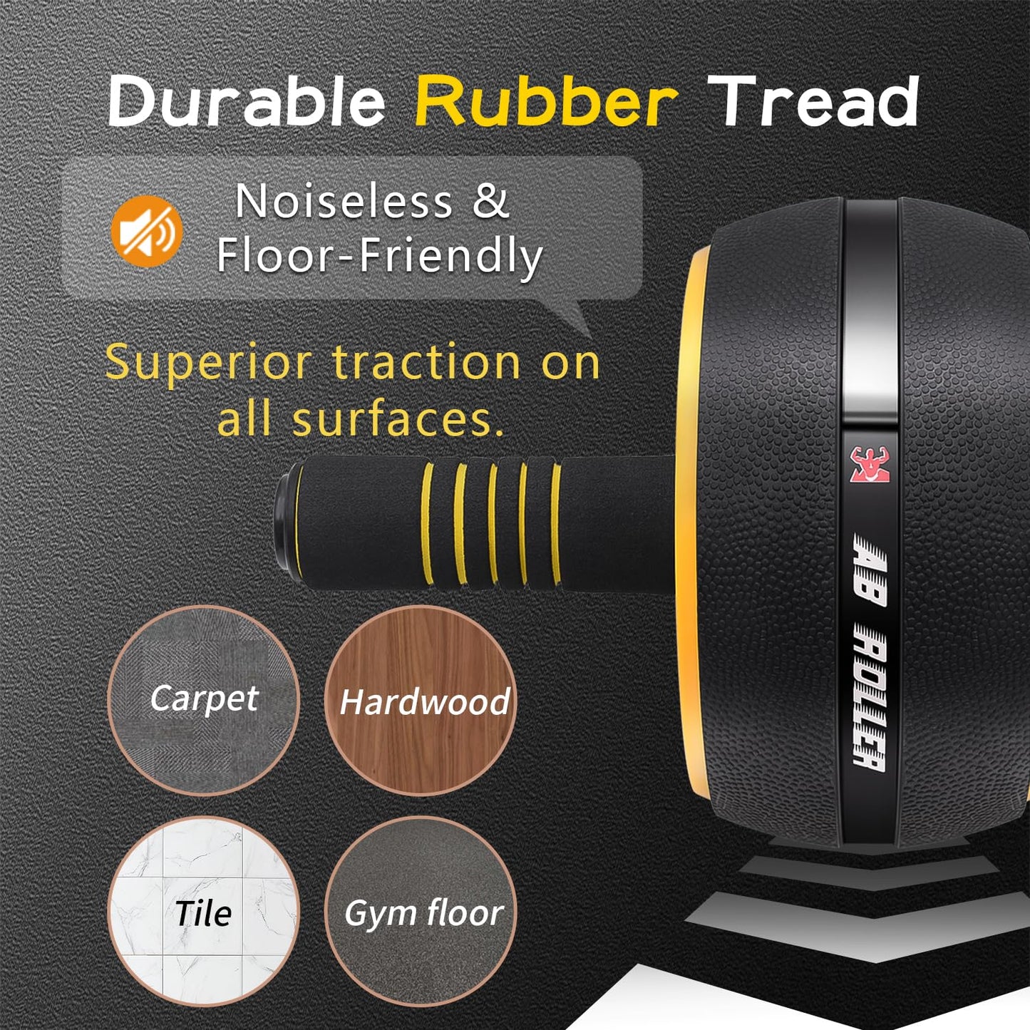 FEELCAT Ab Roller Wheel,Stable Wide Wheel For Beginner,Men,Women,Abs & Core Workout Equipment For Home Gym With Knee Pad,Abdominal Wheel For Full-Body Strength Training (Yellow curved wheel)