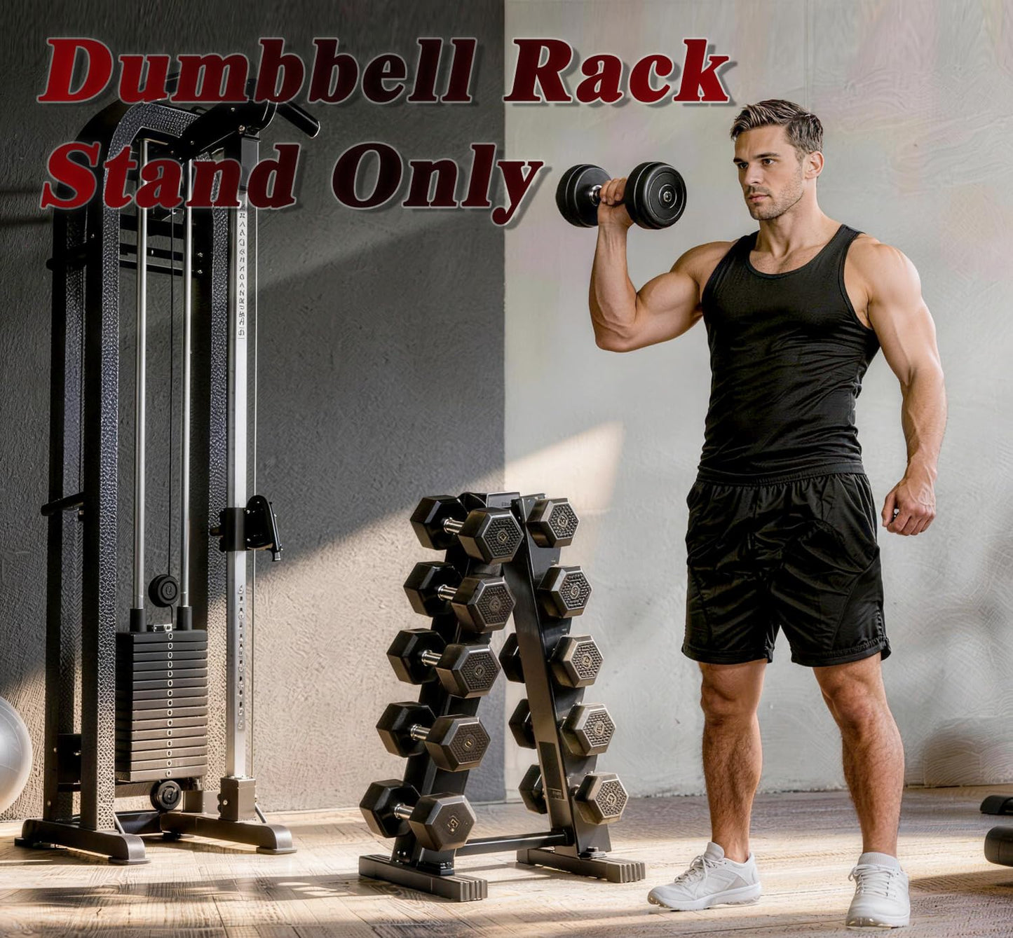 5 Tier Dumbbell Rack, Weight Rack for Home Gym - 260 LBS Capacity - Steel A-Frame Dumbbells Storage Space Saving Folds Up Design (No Dumbbells Rack Only)