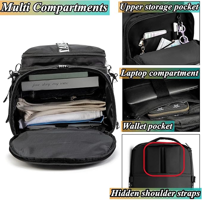 Gym Duffle Bag Backpack with Shoe Compartment,4 ways Travel Backpack for Women and Men,Multi-Functional Weekender bag with Waterproof Layer&Laptop Compartment for Fitness, Travel,Camping