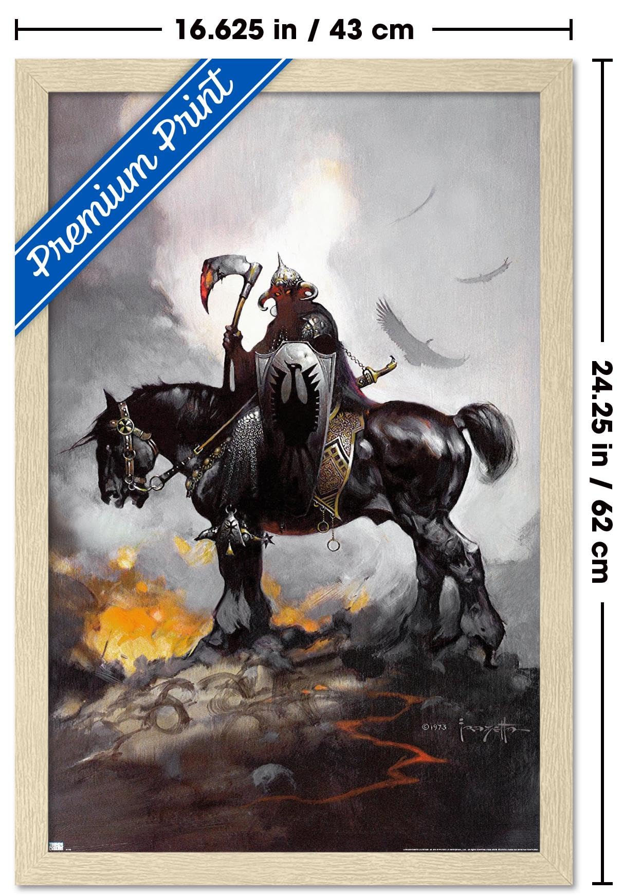 Frank Frazetta - Death Dealer 1 Wall Poster, 22.4L" x 14.7W", Blonde Framed Version