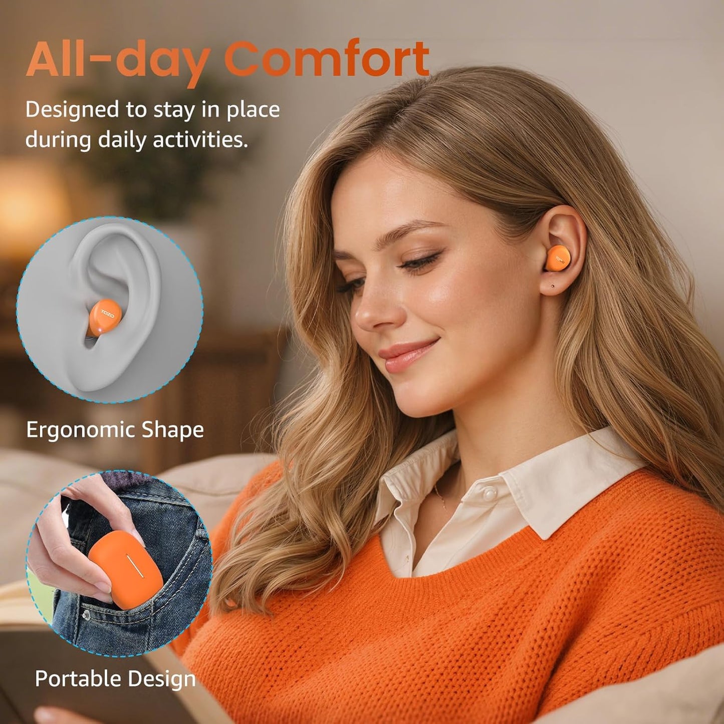 TOZO A1 5.3 IPX5 2 Immersive Headset 32 Presets Wireless Earbuds Bluetooth Light Weight in Ear Waterproof Headphones