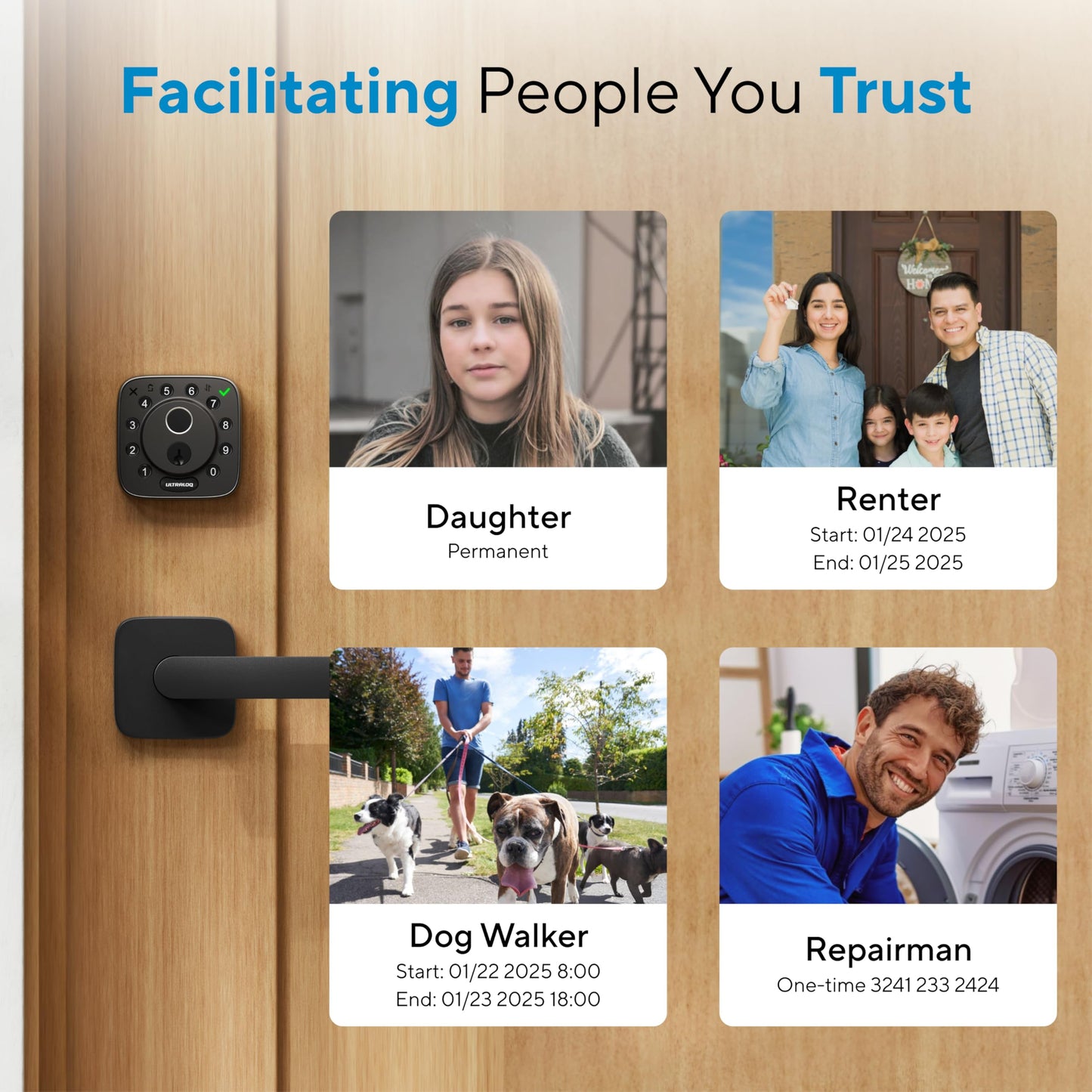 ULTRALOQ Bolt Fingerprint Smart Lock with Handle, 7-in-1 Keyless Entry Door Lock Set, Built-in WiFi Deadbolt, Auto-Lock & Unlock, App Remote Control, Compatible with Alexa, ANSI Grade 1,Black