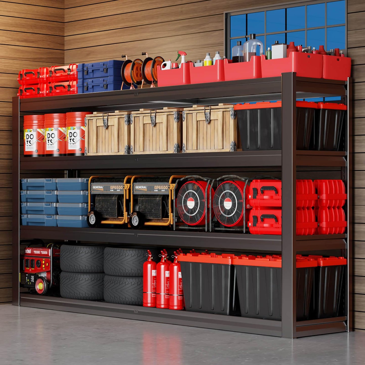 PMKES 67" Wide Garage Shelving Unit, 30" D Heavy Duty Garage Storage Shelves,3500 LBS Capacity, Industrial Adjustable Shelves for Basement,Kitchen,Warehouse