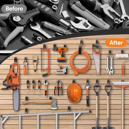 Nacial Heavy-Duty Garage Hooks - 16 Pack Utility Steel Wall Mount Storage for Bikes, Ladders & Tools