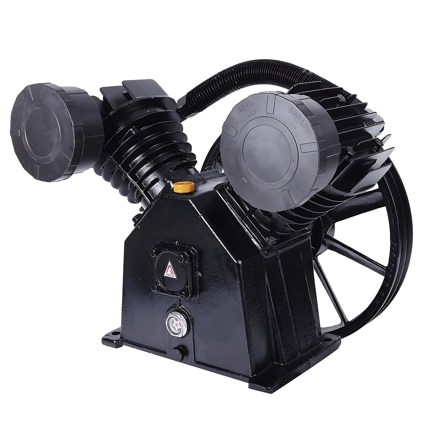 Cast Iron Twin Cylinder Air Compressor Pump Replacement, 145PSI 4HP, 8Bar