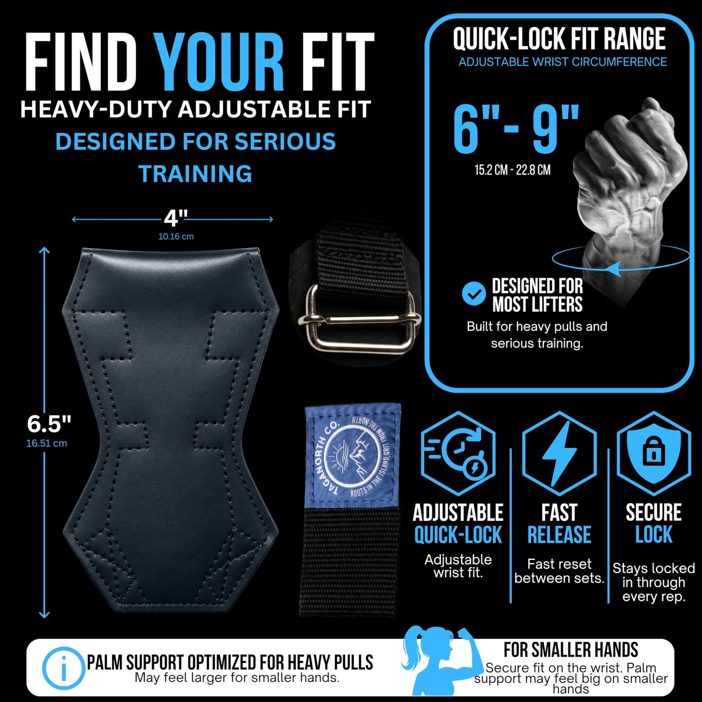 TagaNorth Co. TagaLock Quick-Lock Lifting Straps – Heavy Duty Wrist Straps for Weightlifting, Deadlifts & Pull-Ups – Secure Grip, No Slip Design