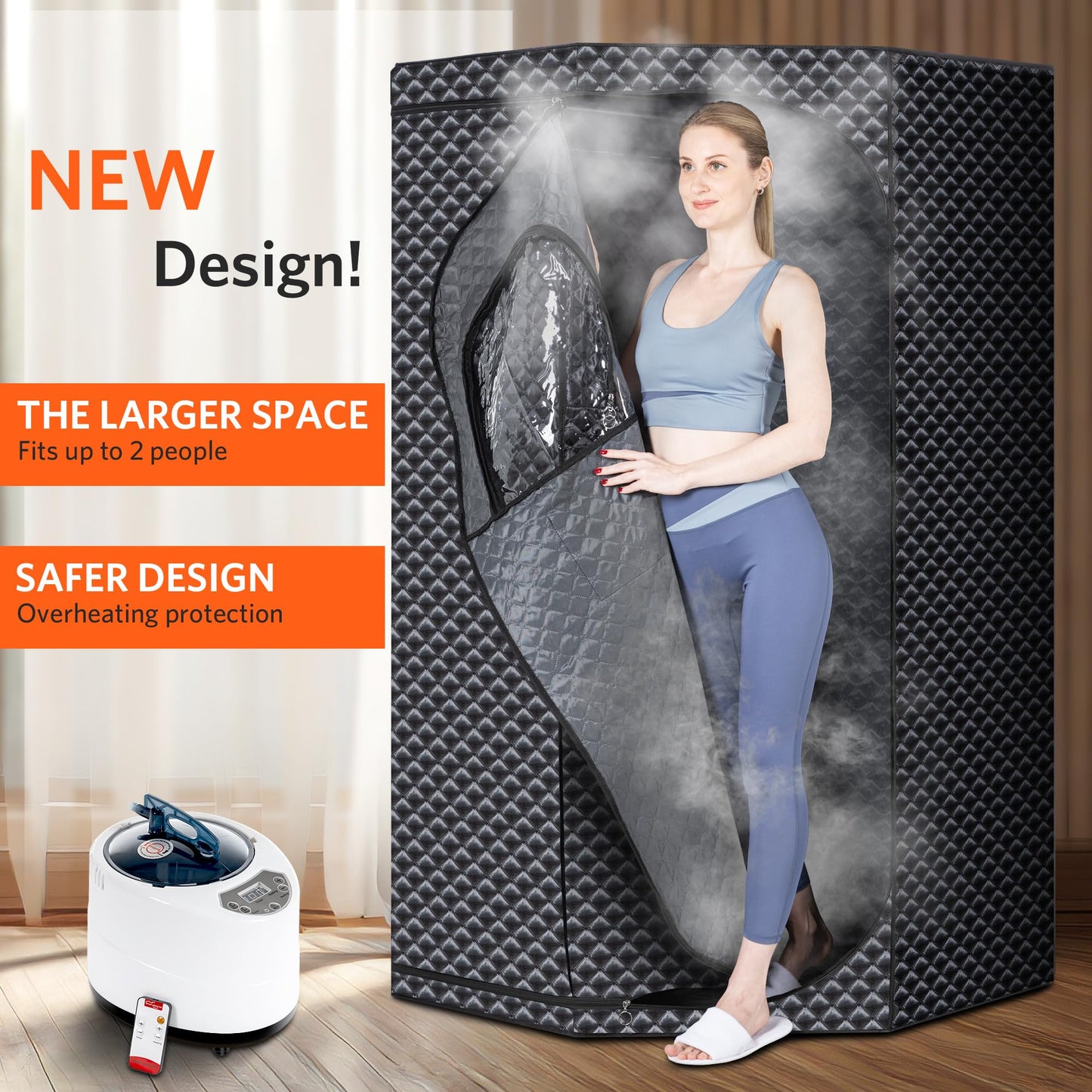RRGFB Portable Sauna for Home, Portable Steam Tent for Home Detox and Relaxation, Includes 3L Steamer, Remote Controller, Folding Chair, Adjustable Timer 1-60 Min, Large Size