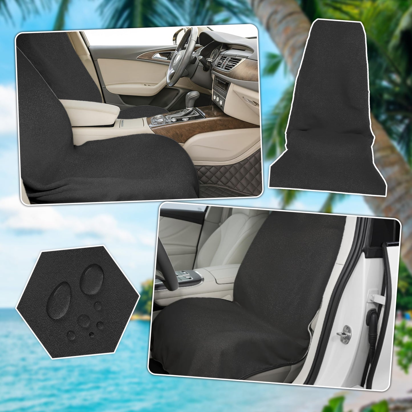 Car Seat Towel Cover After Gym, Car Seat Cover Towel – Sweatproof, Washable, Non-Slip Cover for Cars, SUVs (2 Pack, Black)