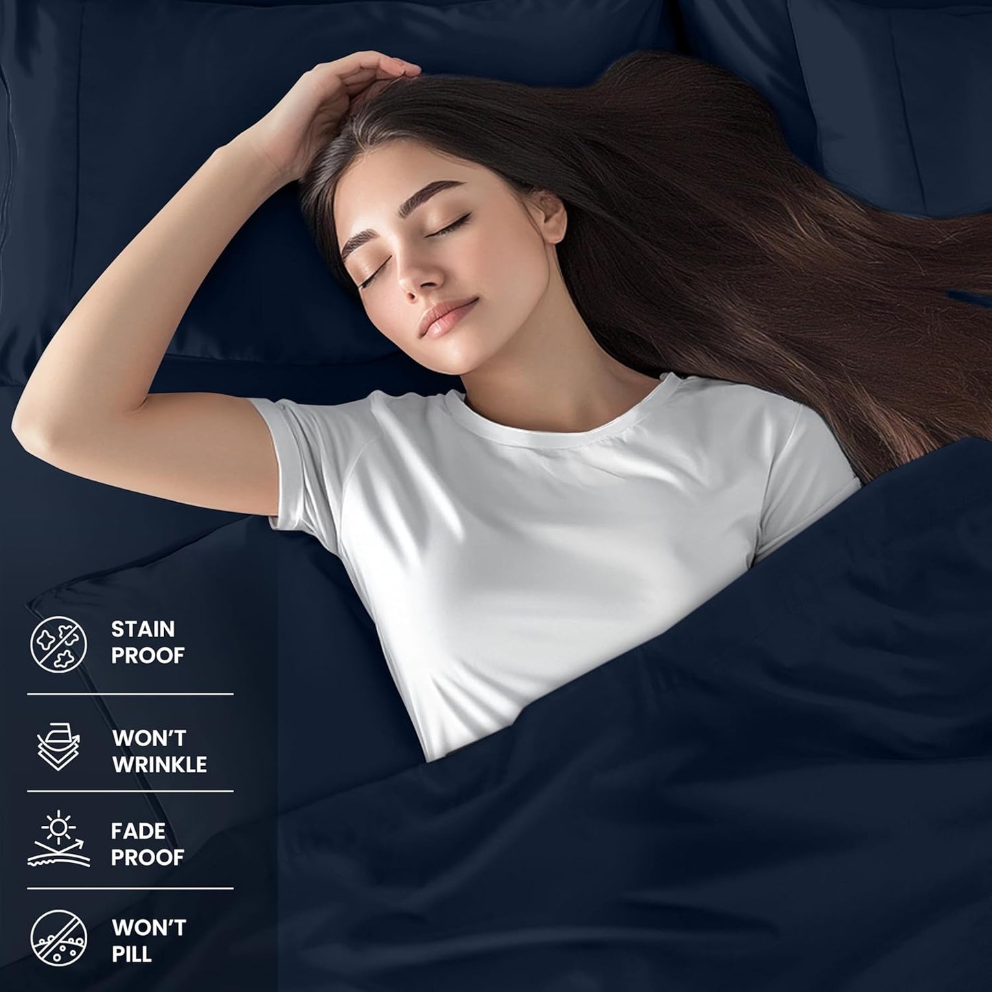 Utopia Bedding Queen Size Sheet Set - Soft & Breathable 4-Piece Microfiber Bedding | Navy Color