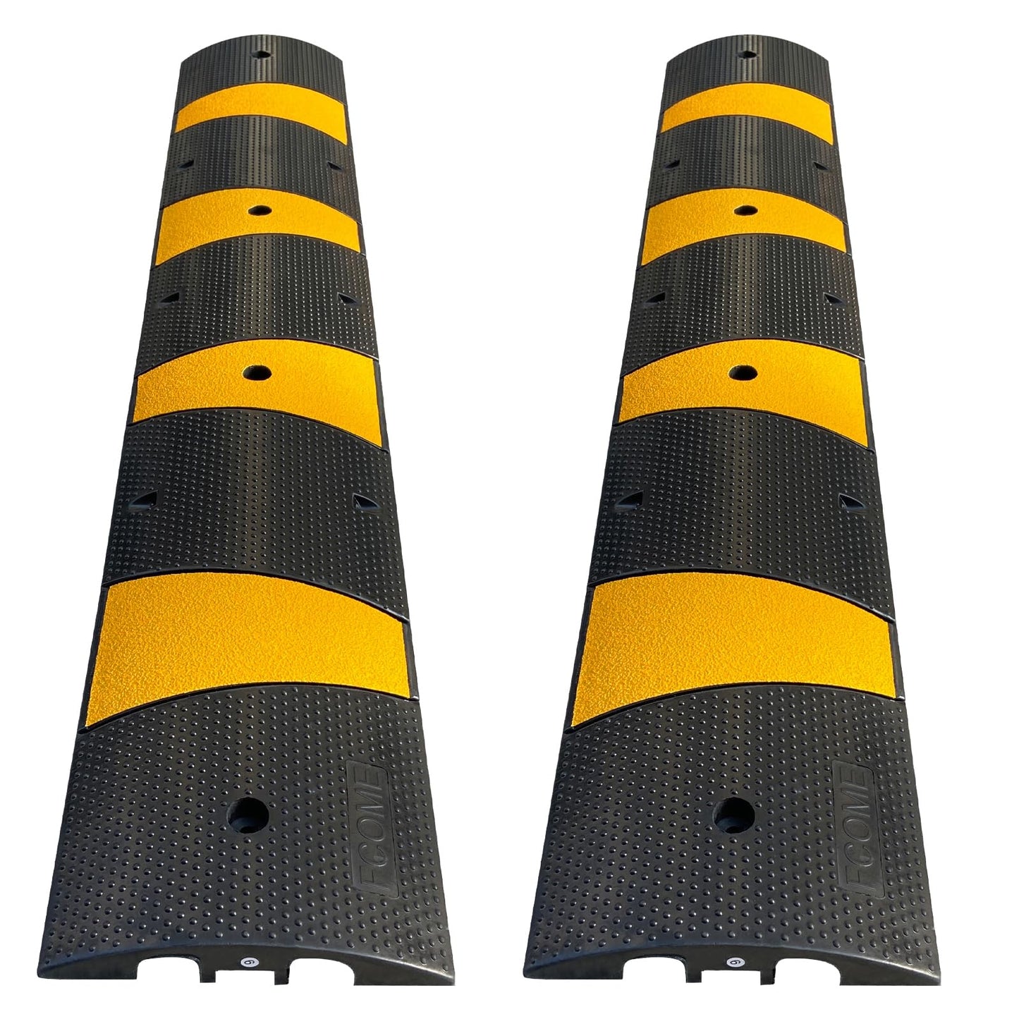 F COME Rubber Speed Bump 6 Feet Rubber Driveway Modular Heavy Duty Speed 72.4 x 12 x 2.4 Inch Cable Protector Ramp for Garage Gravel Roads Asphalt Concrete, 6Ft-Speed Bump (2 pack 6ft speed hump)
