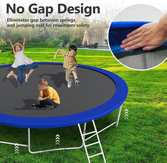 Upgraded 16FT 15FT 14FT 12FT 10FT 8FT Trampoline Outdoor with Basketball Hoop and Net, Capacity for 4-6 Kids and Adults