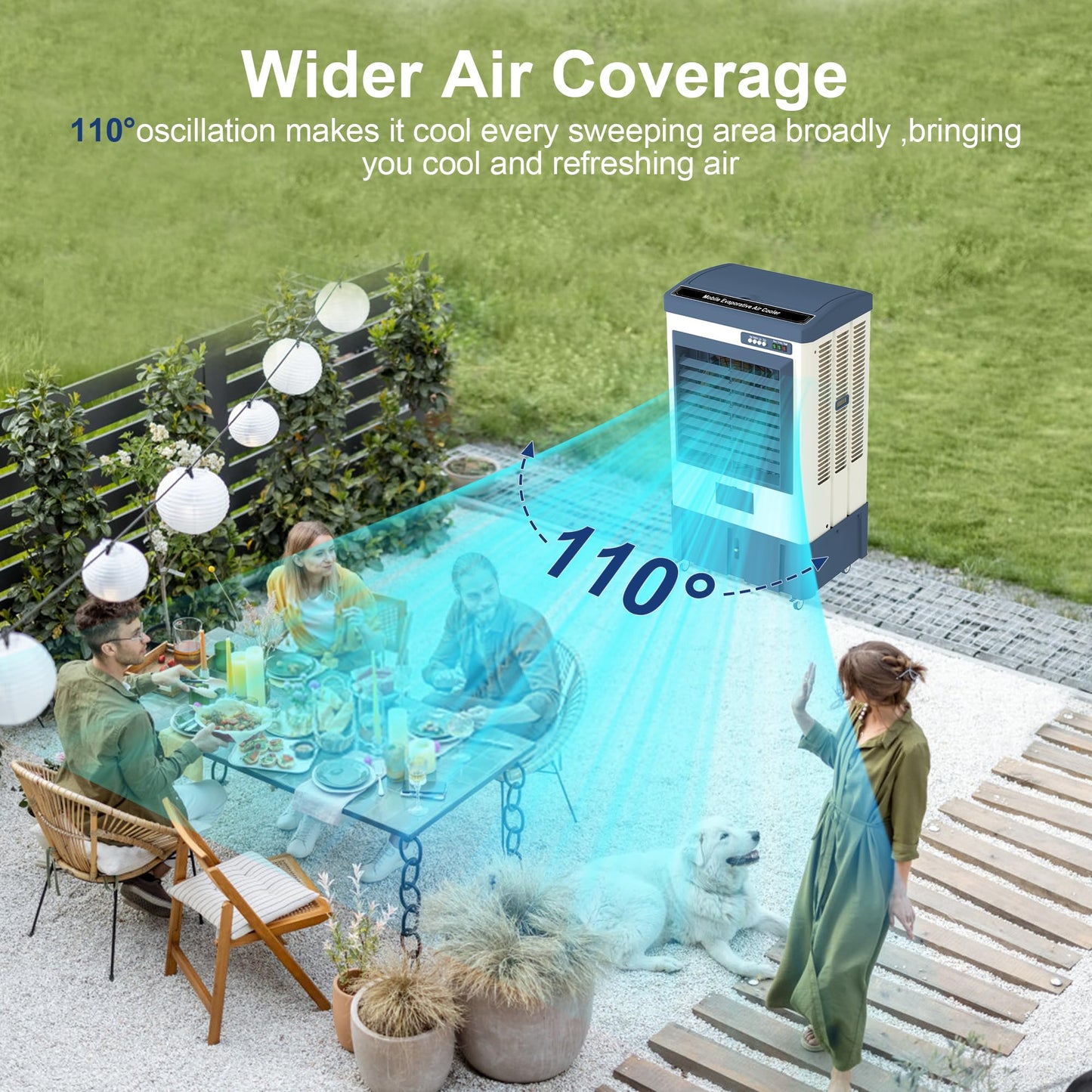 Uthfy 41" Swamp Cooler, 4800 CFM Evaporative air Cooler with 10.6 Gallon Water Tank, Portable Outdoor Air Conditioner with 3 Ice Pack, 120° Oscillation, 3 Speed for Garage, Yard, Blue