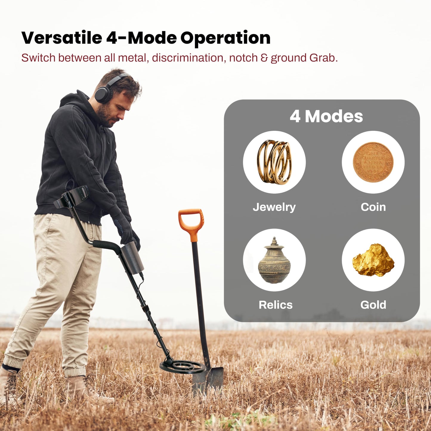 Bounty Hunter Time Ranger Metal Detector for Adults – Waterproof Coil, LCD Display, 4 Modes, Pinpoint, Target ID, Ground Balance – Detects Gold, Coins & Relics – Made in USA