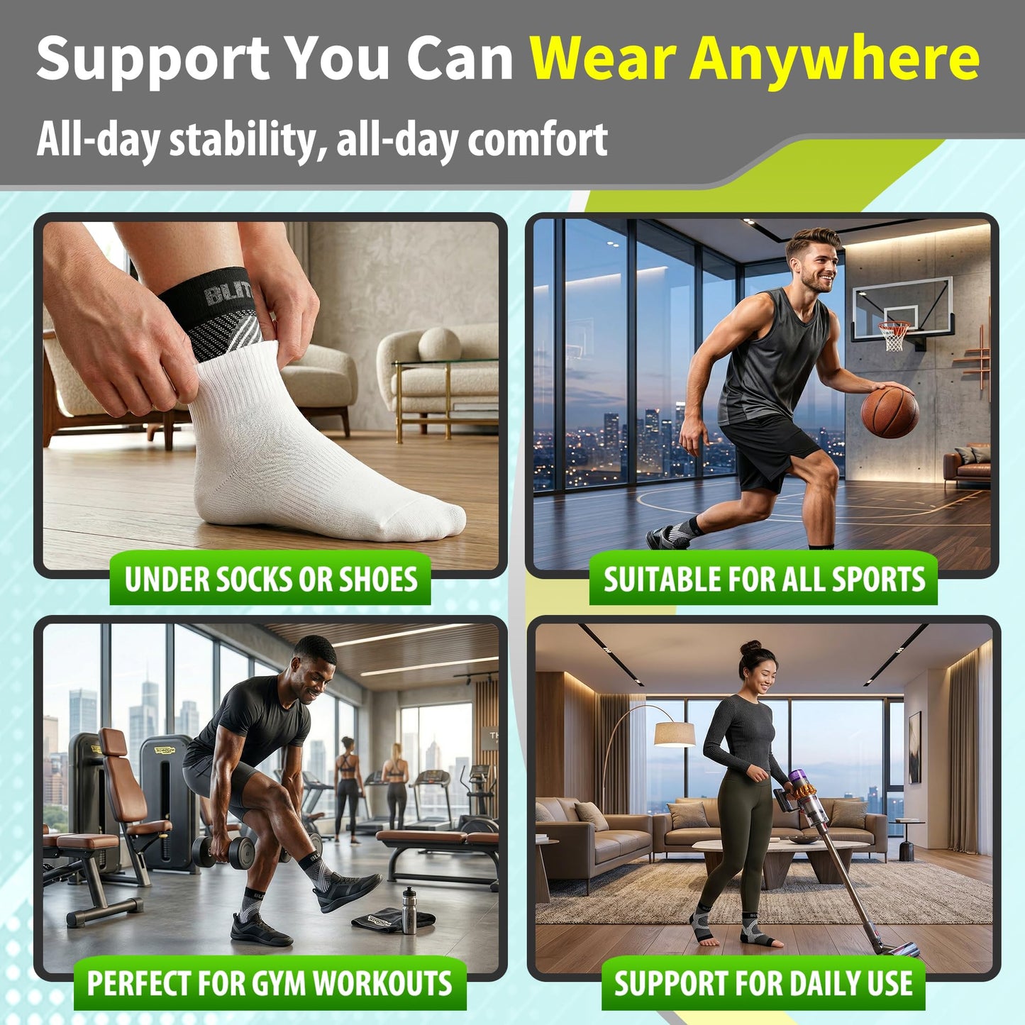 Compression Socks for Plantar Fasciitis, Achilles Tendonitis, Arthritis Relief, Ankle Brace Compression Sleeve with Foot Arch Support, Ankle Wrap for Women, Men, Swelling & Heel Pain Black L-XL