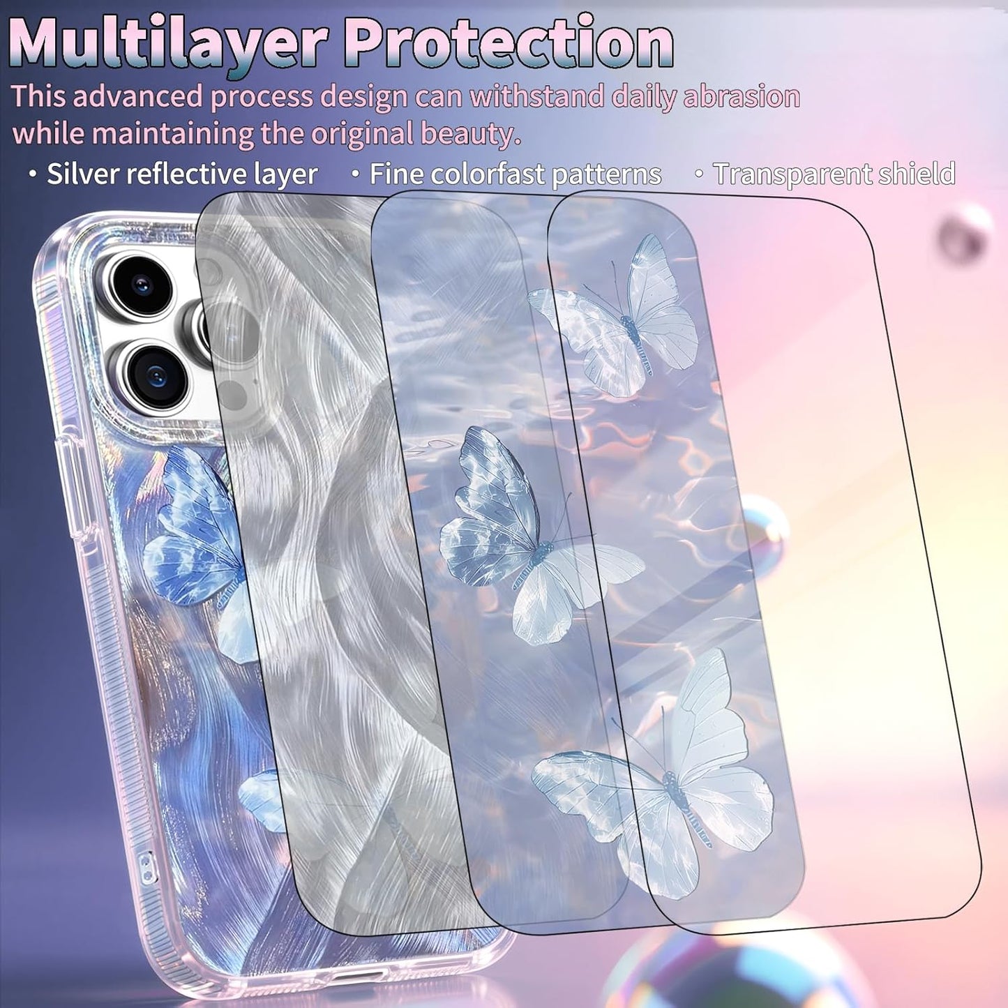 Casegis 12&12Pro Compatible with iPhone Case,with [Shockproof Protective][Camera Protection] Cute Butterfly Aesthetic
