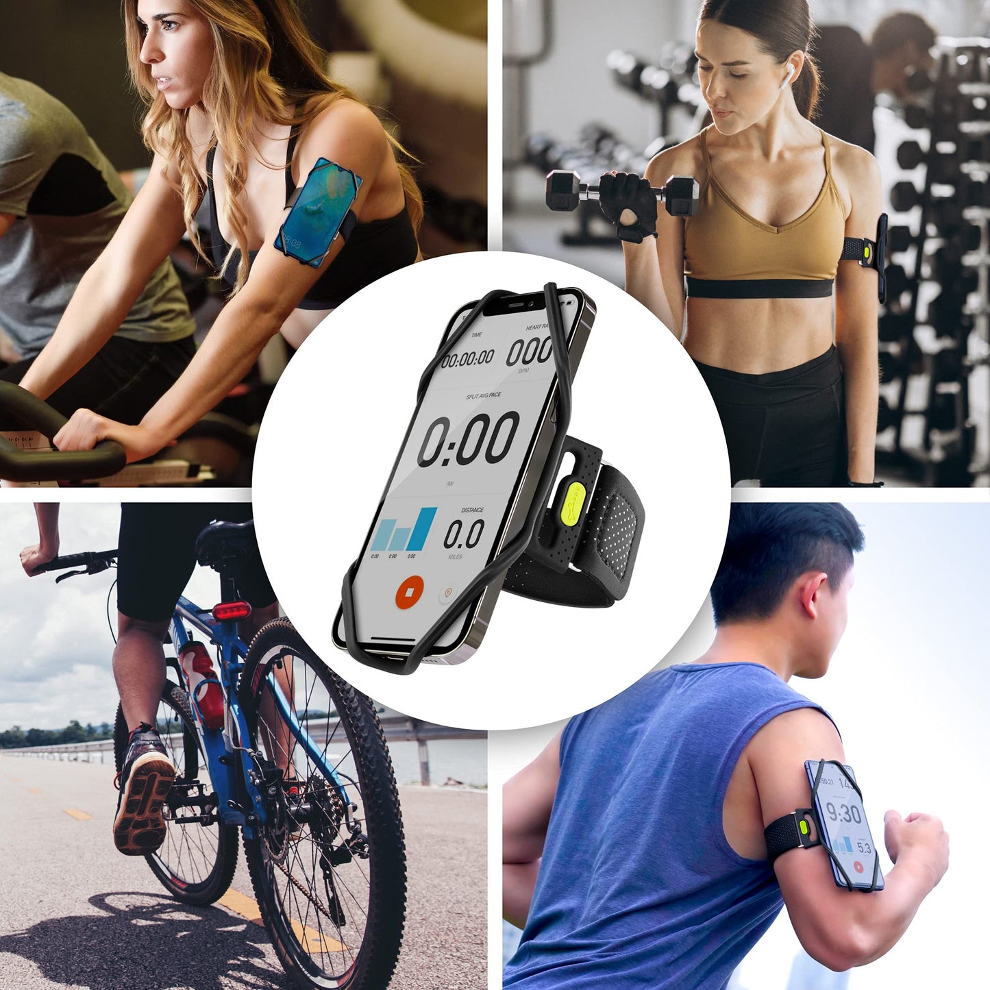 BONE Run Tie 2, Running Phone Holder, Skin-Friendly Silicone Sport Armband with Dual Layer Design for Heat-Dissipation, Workout Phone Carrier for Most Smartphones (S Arm Size/7.9-9.8 inches)