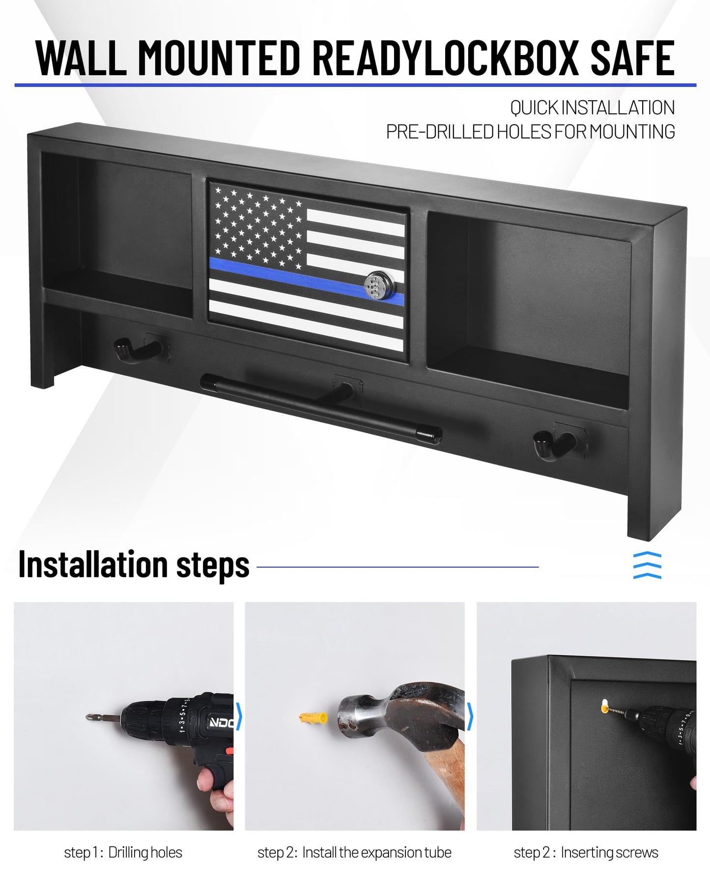 AUFUNIU Police Gear Organizer Rack - Heavy Duty Metal Tactical Equipment Storage Stand with Lock, Wall Mount Hooks for Body Armor Vest, Duty Belt & Helmet (Law Enforcement/Military)