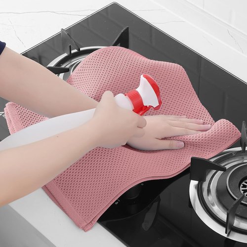Homaxy Kitchen Dish Towels - 100% Cotton Waffle Weave, Ultra Soft & Absorbent, 13 x 28 Inches, 4-Pack in Dried Rose