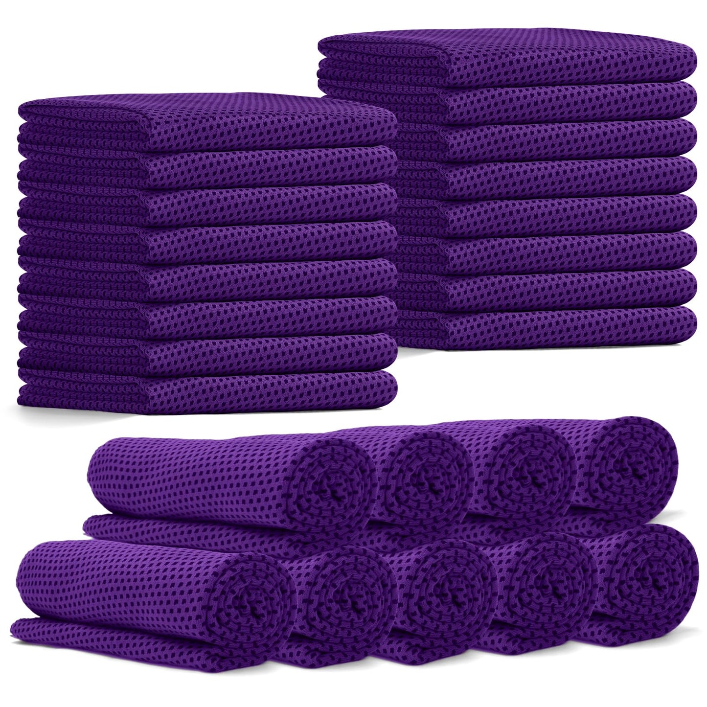 PJPSAA 24 Pack Cooling Towels Bulk for Neck and Face 40"x12" Ice Cooling Sweat Rags Microfiber Soft Breathable Soft Chilly Towel for Yoga Golf Sport Running