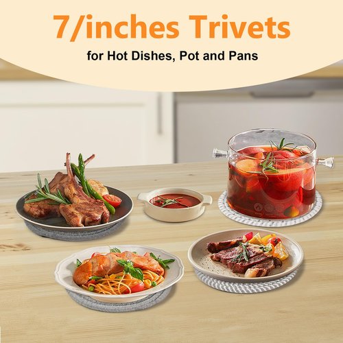 7 Inches Trivets for Hot Dishes, Hot Pots and Pans, 4Pcs Thick Heat Resistant Trivet Mats for Kitchen，Pot Holders for Kitchen Counter, Table, Home Essentials, Kitchen Decor for Table Countertops