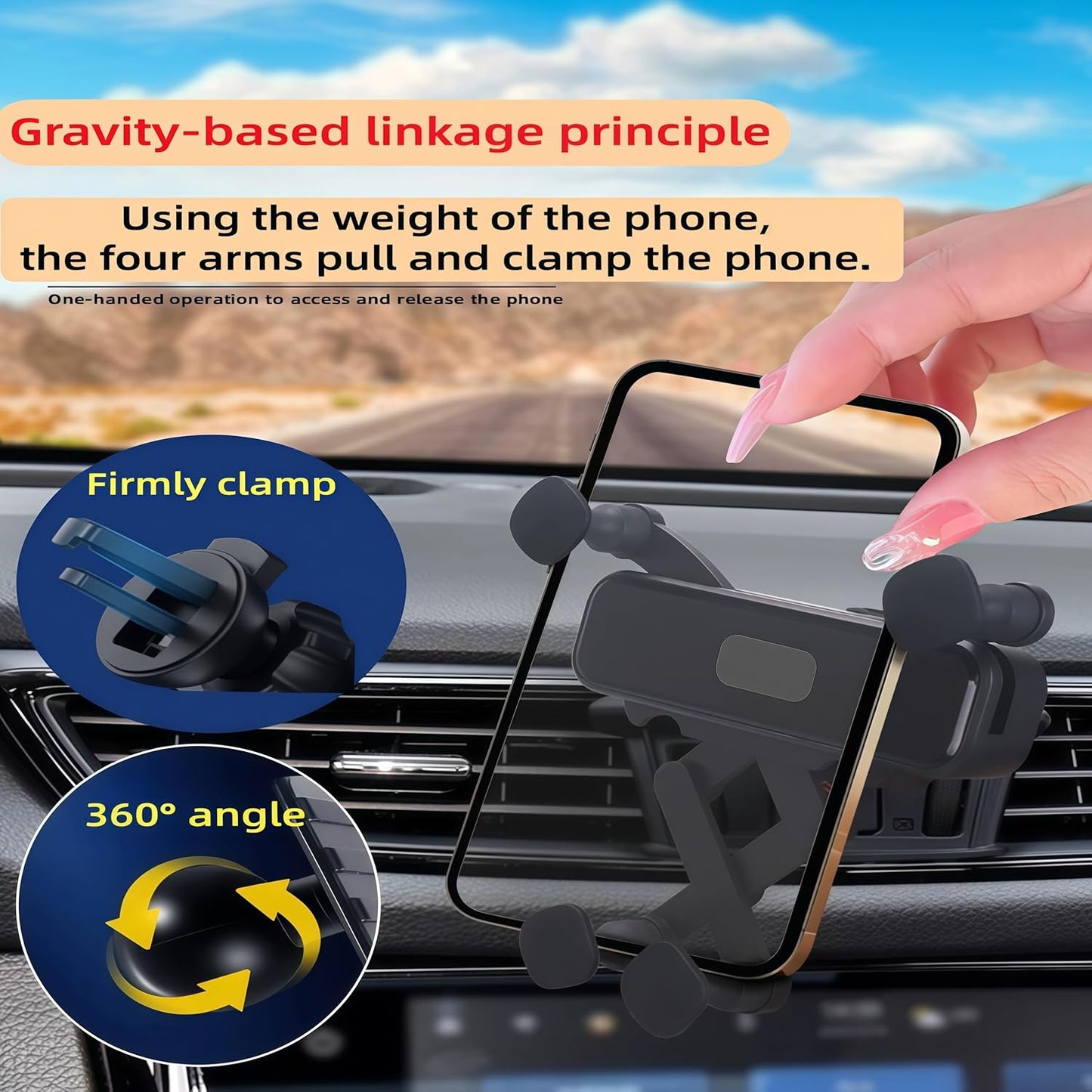 cdipkif 360 car air Vent Holder, Top-of-The-line car Phone Holder for iPhone Adjustable Angle, Compatible